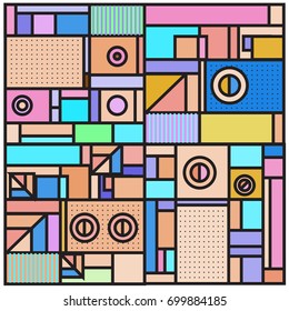 Trendy geometric elements memphis greeting cards design. Retro style texture, pattern and elements. Retro abstract pattern poster and cover design template for summer holiday season