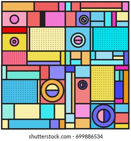 Trendy geometric elements memphis greeting cards design. Retro style texture, pattern and elements. Retro abstract pattern poster and cover design template for summer holiday season.