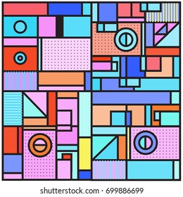 Trendy geometric elements memphis greeting cards design. Retro style texture, pattern and elements. Retro abstract pattern poster and cover design template for summer holiday season.