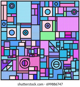 Trendy geometric elements memphis greeting cards design. Retro style texture, pattern and elements. Retro abstract pattern poster and cover design template for summer holiday season.