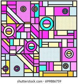 Trendy geometric elements memphis greeting cards design. Retro style texture, pattern and elements. Retro abstract pattern poster and cover design template for summer holiday season.