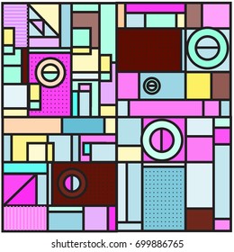 Trendy geometric elements memphis greeting cards design. Retro style texture, pattern and elements. Retro abstract pattern poster and cover design template for summer holiday season.