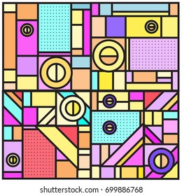 Trendy geometric elements memphis greeting cards design. Retro style texture, pattern and elements. Retro abstract pattern poster and cover design template for summer holiday season.