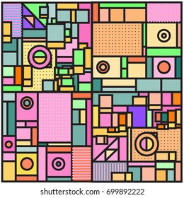 Trendy geometric elements memphis greeting cards design. Retro style texture, pattern and elements. Retro abstract pattern poster and cover design template for summer holiday season.