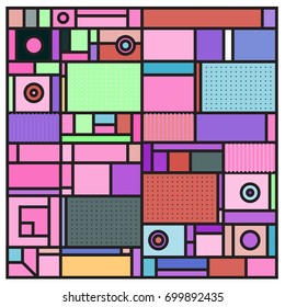 Trendy geometric elements memphis greeting cards design. Retro style texture, pattern and elements. Retro abstract pattern poster and cover design template for summer holiday season.