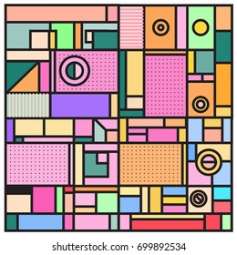 Trendy geometric elements memphis greeting cards design. Retro style texture, pattern and elements. Retro abstract pattern poster and cover design template for summer holiday season.