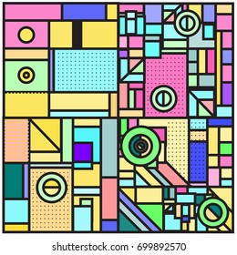 Trendy geometric elements memphis greeting cards design. Retro style texture, pattern and elements. Retro abstract pattern poster and cover design template for summer holiday season.