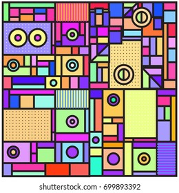 Trendy geometric elements memphis greeting cards design. Retro style texture, pattern and elements. Retro abstract pattern poster and cover design template for summer holiday season.