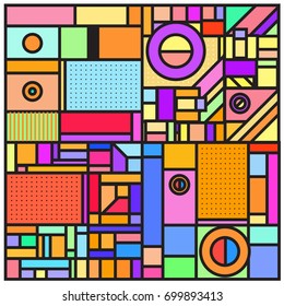 Trendy geometric elements memphis greeting cards design. Retro style texture, pattern and elements. Retro abstract pattern poster and cover design template for summer holiday season.