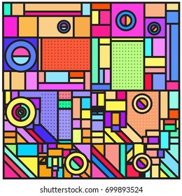 Trendy geometric elements memphis greeting cards design. Retro style texture, pattern and elements. Retro abstract pattern poster and cover design template for summer holiday season.