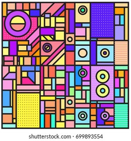 Trendy geometric elements memphis greeting cards design. Retro style texture, pattern and elements. Retro abstract pattern poster and cover design template for summer holiday season.