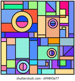 Trendy geometric elements memphis greeting cards design. Retro style texture, pattern and elements. Retro abstract pattern poster and cover design template for summer holiday season.