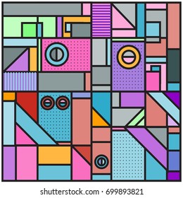 Trendy geometric elements memphis greeting cards design. Retro style texture, pattern and elements. Retro abstract pattern poster and cover design template for summer holiday season.