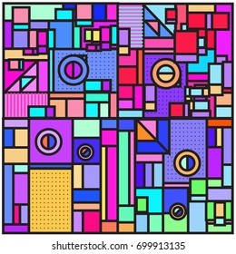 Trendy geometric elements memphis greeting cards design. Retro style texture, pattern and elements. Retro abstract pattern poster and cover design template for summer holiday season.
