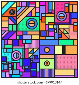 Trendy geometric elements memphis greeting cards design. Retro style texture, pattern and elements. Retro abstract pattern poster and cover design template for summer holiday season.