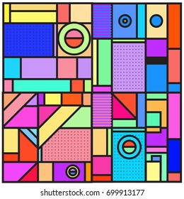 Trendy geometric elements memphis greeting cards design. Retro style texture, pattern and elements. Retro abstract pattern poster and cover design template for summer holiday season.