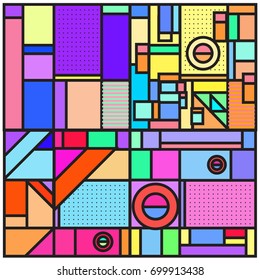 Trendy geometric elements memphis greeting cards design. Retro style texture, pattern and elements. Retro abstract pattern poster and cover design template for summer holiday season.