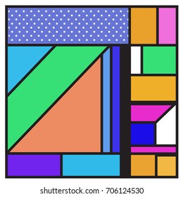 Trendy geometric elements memphis greeting cards design. Retro style texture, pattern and elements. Retro abstract pattern poster and cover design template for summer holiday season.