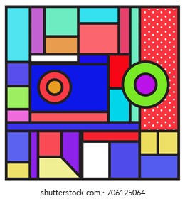 Trendy geometric elements memphis greeting cards design. Retro style texture, pattern and elements. Retro abstract pattern poster and cover design template for summer holiday season.