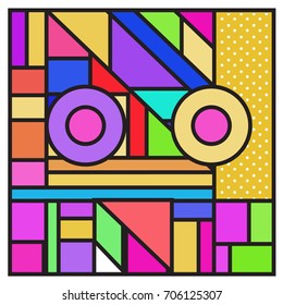 Trendy geometric elements memphis greeting cards design. Retro style texture, pattern and elements. Retro abstract pattern poster and cover design template for summer holiday season.