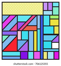 Trendy geometric elements memphis greeting cards design. Retro style texture, pattern and elements. Retro abstract pattern poster and cover design template for summer holiday season.