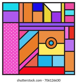 Trendy geometric elements memphis greeting cards design. Retro style texture, pattern and elements. Retro abstract pattern poster and cover design template for summer holiday season.
