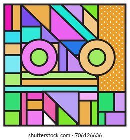 Trendy geometric elements memphis greeting cards design. Retro style texture, pattern and elements. Retro abstract pattern poster and cover design template for summer holiday season.
