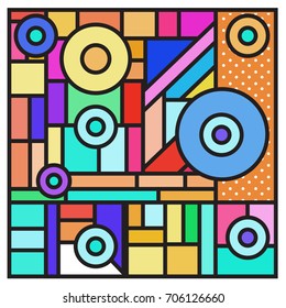 Trendy geometric elements memphis greeting cards design. Retro style texture, pattern and elements. Retro abstract pattern poster and cover design template for summer holiday season.
