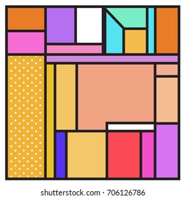 Trendy geometric elements memphis greeting cards design. Retro style texture, pattern and elements. Retro abstract pattern poster and cover design template for summer holiday season.
