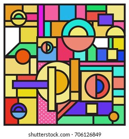 Trendy geometric elements memphis greeting cards design. Retro style texture, pattern and elements. Retro abstract pattern poster and cover design template for summer holiday season.
