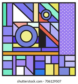 Trendy geometric elements memphis greeting cards design. Retro style texture, pattern and elements. Retro abstract pattern poster and cover design template for summer holiday season.
