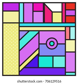 Trendy geometric elements memphis greeting cards design. Retro style texture, pattern and elements. Retro abstract pattern poster and cover design template for summer holiday season.
