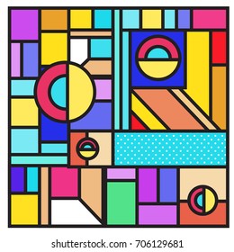 Trendy geometric elements memphis greeting cards design. Retro style texture, pattern and elements. Retro abstract pattern poster and cover design template for summer holiday season.
