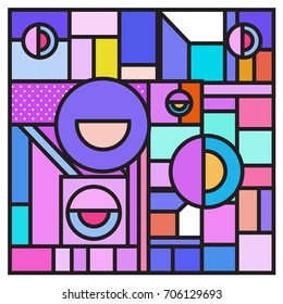 Trendy geometric elements memphis greeting cards design. Retro style texture, pattern and elements. Retro abstract pattern poster and cover design template for summer holiday season.
