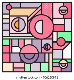 Trendy geometric elements memphis greeting cards design. Retro style texture, pattern and elements. Retro abstract pattern poster and cover design template for summer holiday season.

