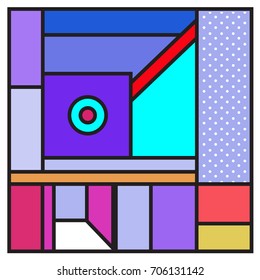 Trendy geometric elements memphis greeting cards design. Retro style texture, pattern and elements. Retro abstract pattern poster and cover design template for summer holiday season.
