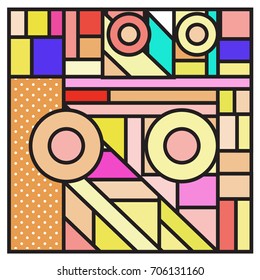 Trendy geometric elements memphis greeting cards design. Retro style texture, pattern and elements. Retro abstract pattern poster and cover design template for summer holiday season.
