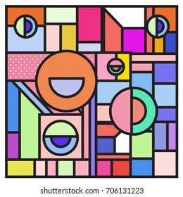 Trendy geometric elements memphis greeting cards design. Retro style texture, pattern and elements. Retro abstract pattern poster and cover design template for summer holiday season.
