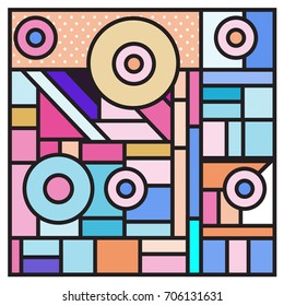 Trendy geometric elements memphis greeting cards design. Retro style texture, pattern and elements. Retro abstract pattern poster and cover design template for summer holiday season.
