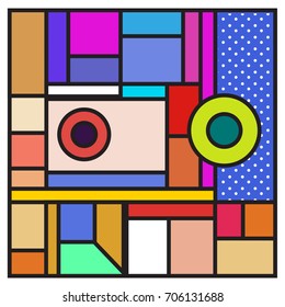 Trendy geometric elements memphis greeting cards design. Retro style texture, pattern and elements. Retro abstract pattern poster and cover design template for summer holiday season.
