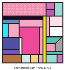 Trendy geometric elements memphis greeting cards design. Retro style texture, pattern and elements. Retro abstract pattern poster and cover design template for summer holiday season.
