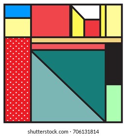 Trendy geometric elements memphis greeting cards design. Retro style texture, pattern and elements. Retro abstract pattern poster and cover design template for summer holiday season.
