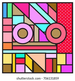 Trendy geometric elements memphis greeting cards design. Retro style texture, pattern and elements. Retro abstract pattern poster and cover design template for summer holiday season.
