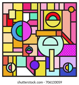 Trendy geometric elements memphis greeting cards design. Retro style texture, pattern and elements. Retro abstract pattern poster and cover design template for summer holiday season.
