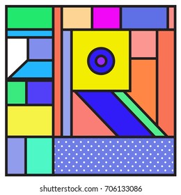 Trendy geometric elements memphis greeting cards design. Retro style texture, pattern and elements. Retro abstract pattern poster and cover design template for summer holiday season.