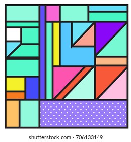 Trendy geometric elements memphis greeting cards design. Retro style texture, pattern and elements. Retro abstract pattern poster and cover design template for summer holiday season.