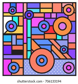 Trendy geometric elements memphis greeting cards design. Retro style texture, pattern and elements. Retro abstract pattern poster and cover design template for summer holiday season.