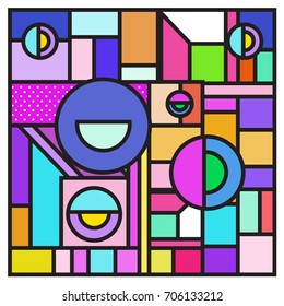 Trendy geometric elements memphis greeting cards design. Retro style texture, pattern and elements. Retro abstract pattern poster and cover design template for summer holiday season.
