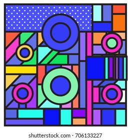 Trendy geometric elements memphis greeting cards design. Retro style texture, pattern and elements. Retro abstract pattern poster and cover design template for summer holiday season.