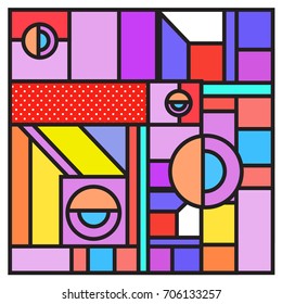 Trendy geometric elements memphis greeting cards design. Retro style texture, pattern and elements. Retro abstract pattern poster and cover design template for summer holiday season.
